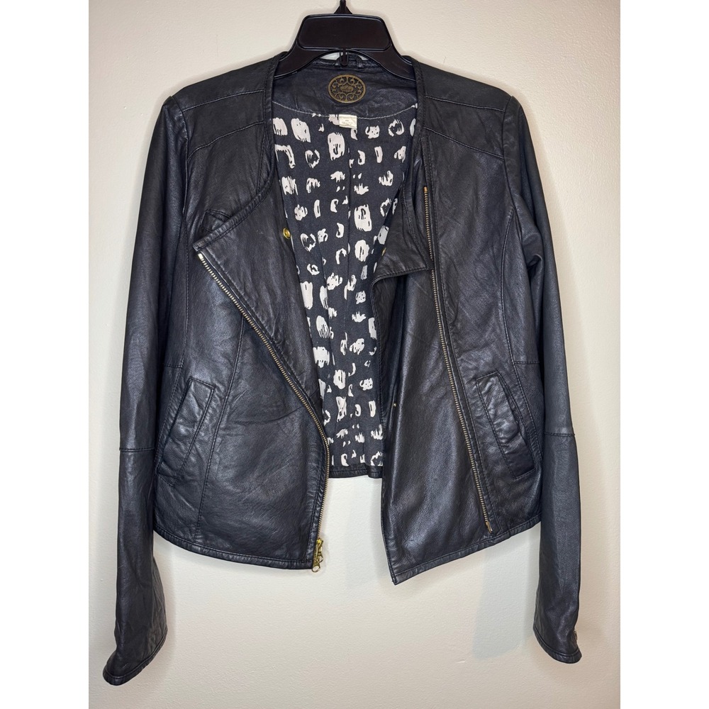 Idra Black Leather‎ Moto Jacket Asym Zip Cropped